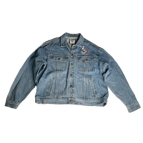 Vintage Lee Denim Trucker Jean Jacket Embroidered Betty Crocker Trix Bunny Sz XL - Picture 3 of 13